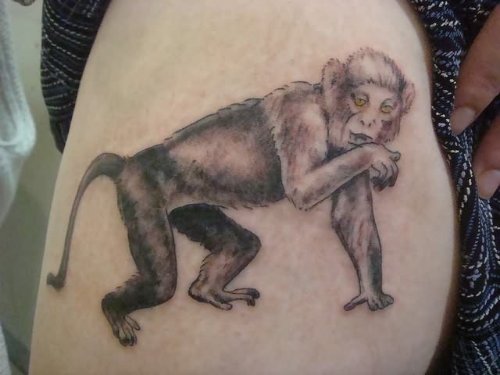 Amazing Monkey Tattoo On Shoulder