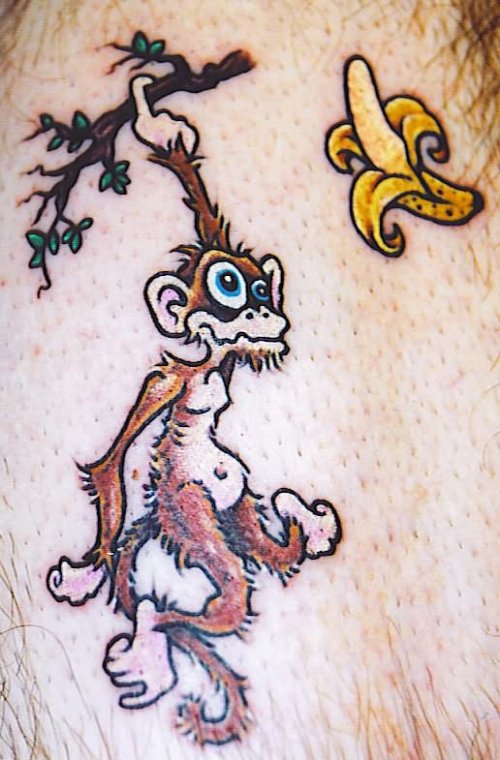 Monkey And Banana Tattoo