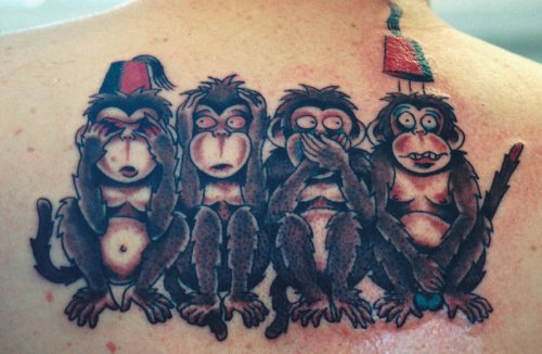 Monkey Tattoos On Upper Back