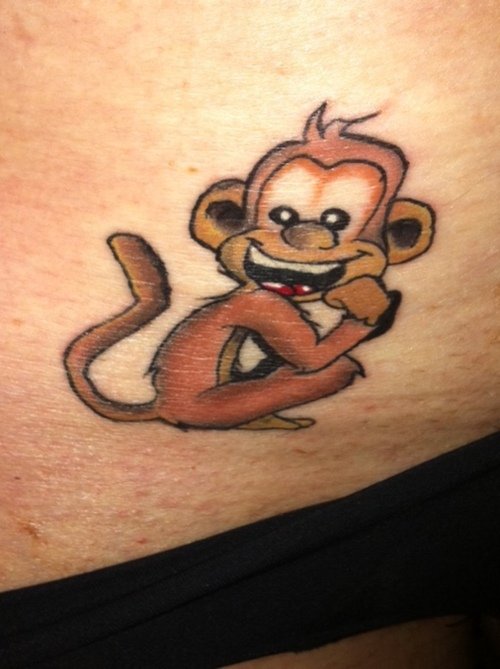 Monkey Tattoo On Hip