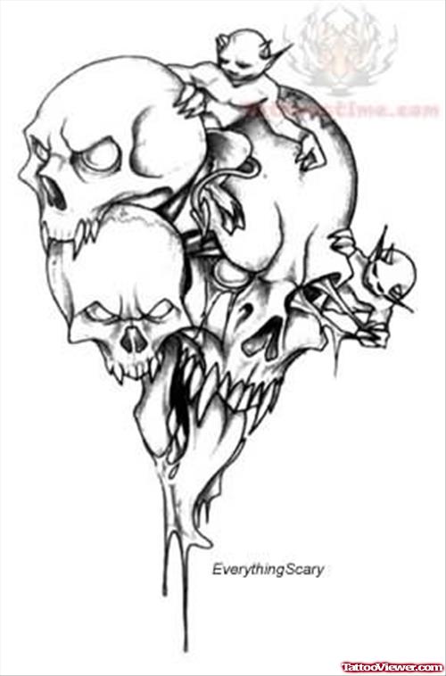Monster Demon Skull Tattoo