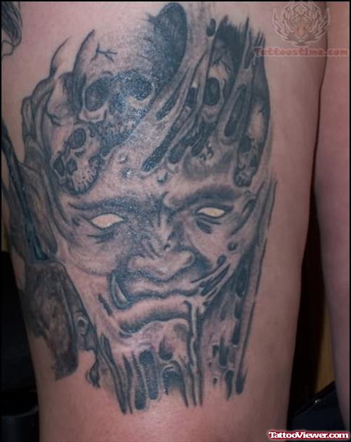 Monster Thigh Tattoo