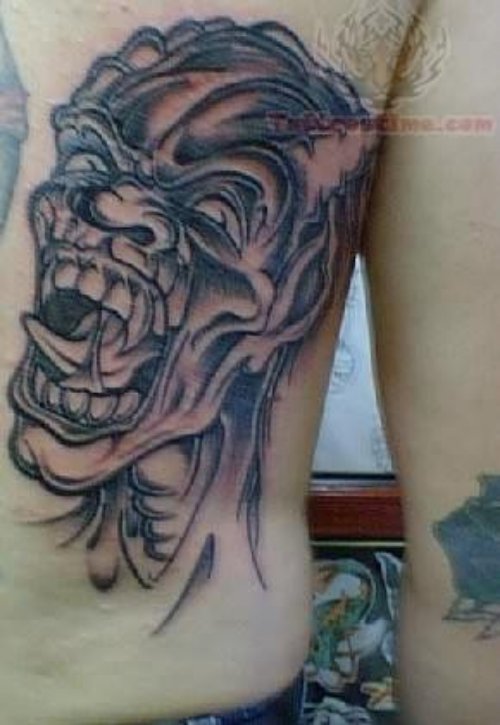 Monster Tattoo On Rib
