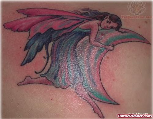 Moon And Fairy Love Tattoo