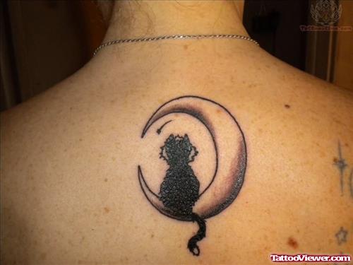 Moon And Cat Tattoo