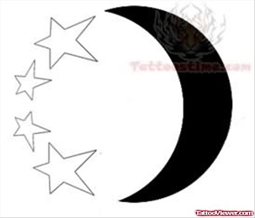 Moon And Star Circle Tattoo Design