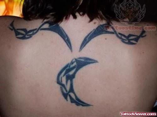 Tribal Moon Tattoo Design On Back