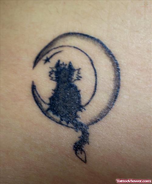 Moon And Cat Tattoo Image