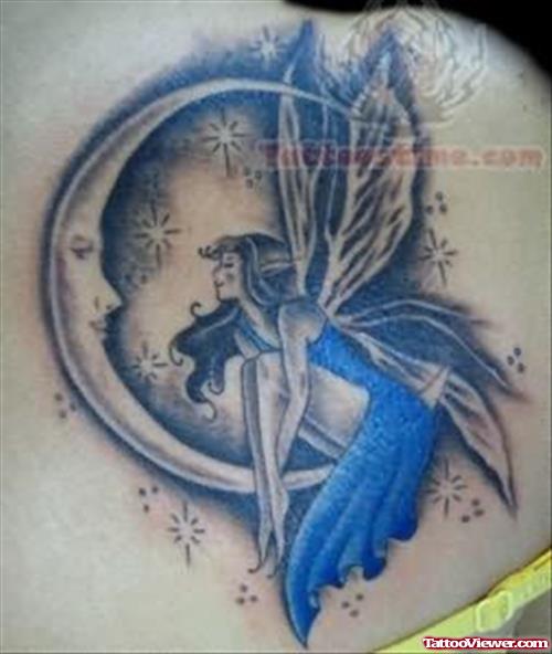 Beautiful Moon And Fairy Tattoo