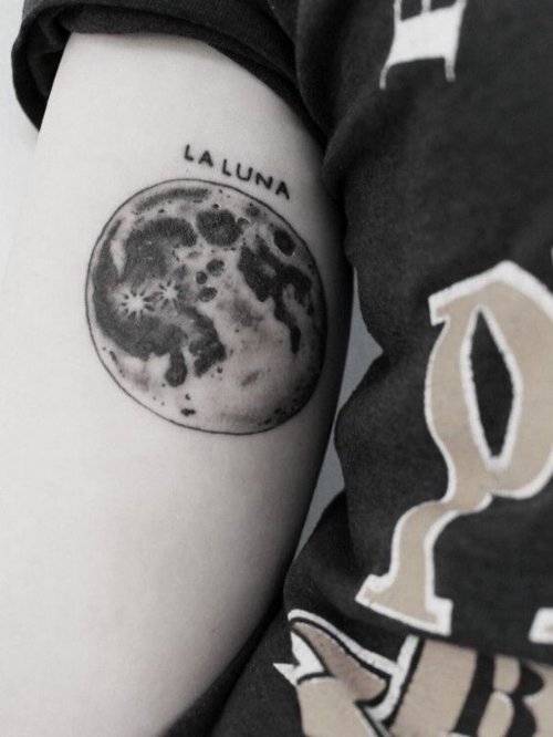 Nice Moon Tattoo On Bicep