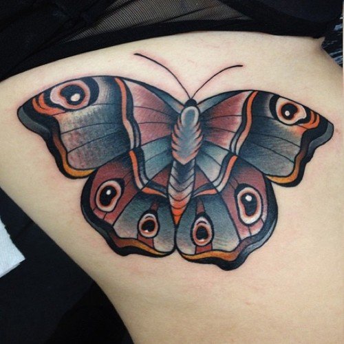 Rib Side Moth Tattoo Color Ink