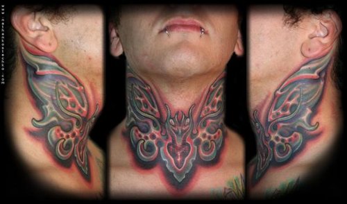 Moth Neck Tattoo