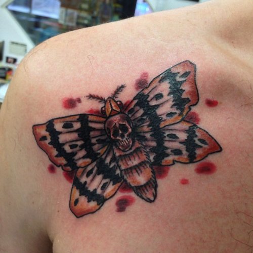Shoulder Moth Tattoo