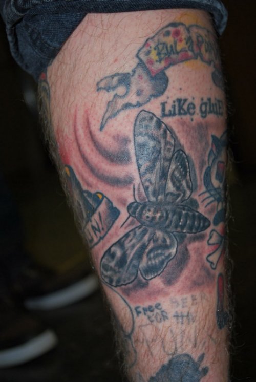 Black and Grey Death Moth Tattoo