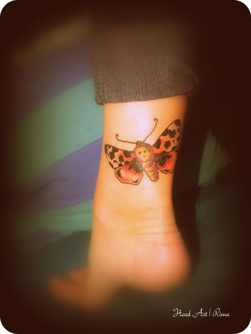 Moth Tattoo On Ankle