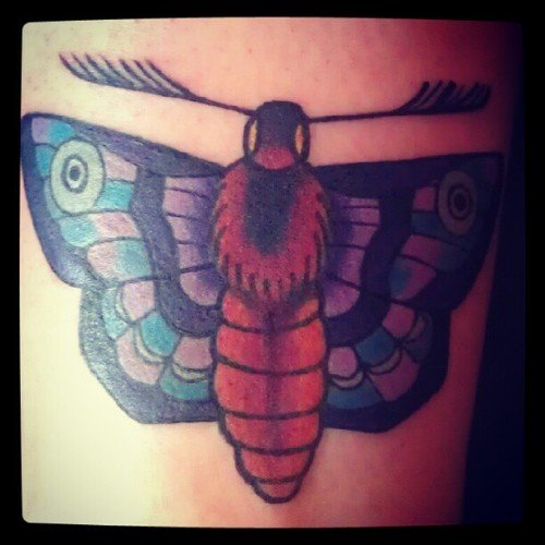 Colored Ink Moth Simple Tattoo