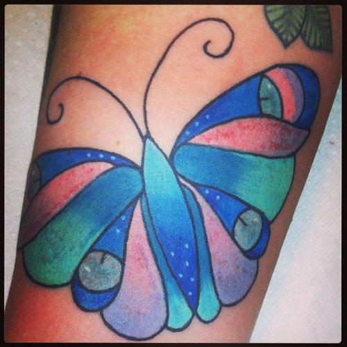 Awesome Colored Ink Moth Tattoo For Girls