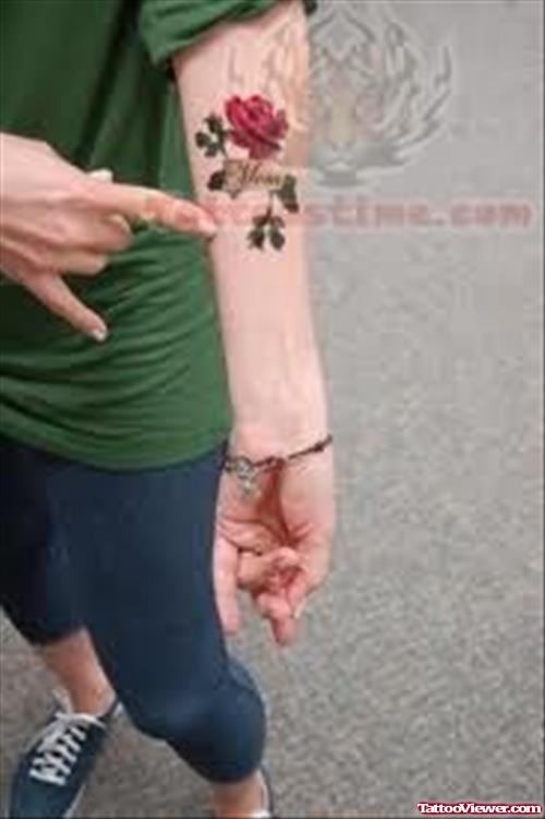Mother Rose Tattoo On Wrist
