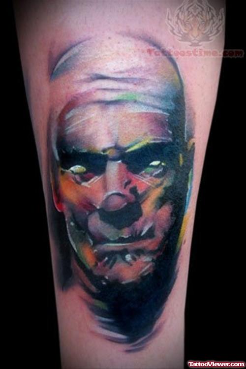 Colored Mummy Face Tattoo