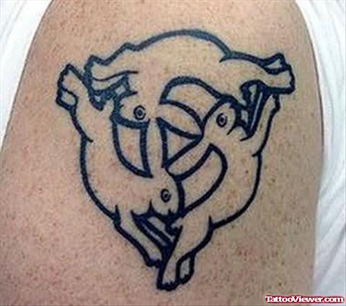Rabit Symbol Tattoo On Muscle