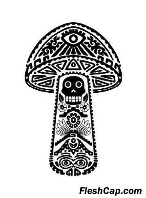 Unique Trippy Mushroom Tattoo Design