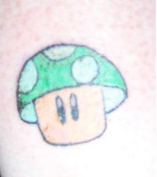Awesome Green Mushroom Tattoo Design