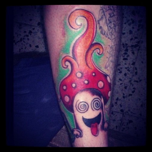 Evil Mushroom Color Ink Tattoo