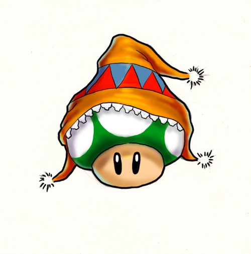Green Mushroom With Cap Tattoo Design