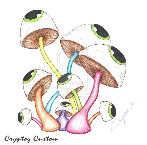 Colored Eye Mushroom Tattoo Design