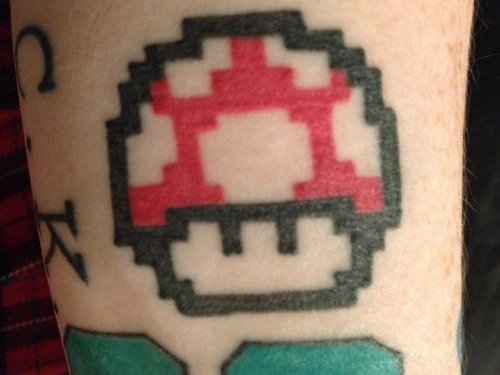 Mario Game Mushroom Tattoo