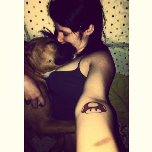 Mushroom Tattoo On Girl Left Arm