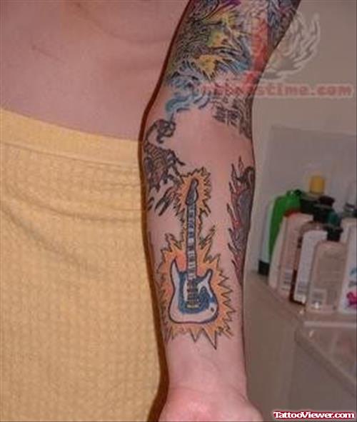 Trendy Music Tattoo On Arm
