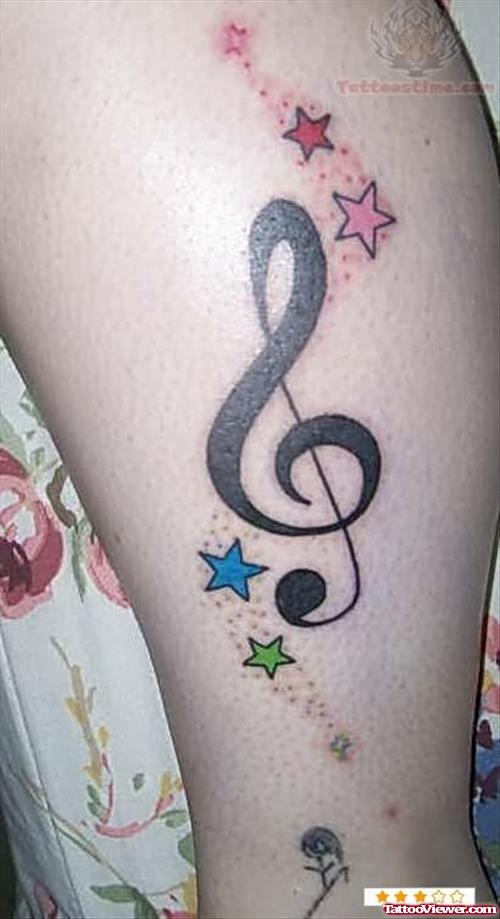 Music Note Colorful Tattoo