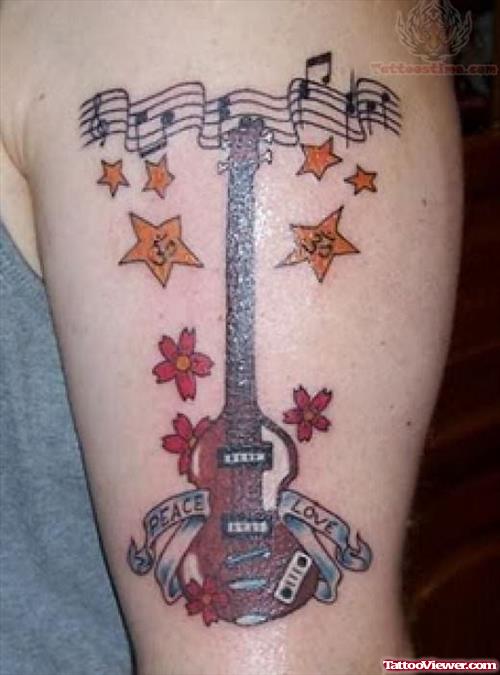 Peace Love Guitar Tattoo