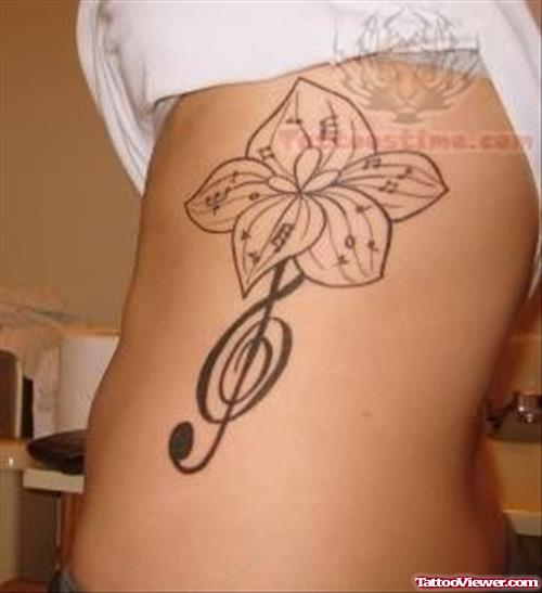 Music And Flower Tattoo