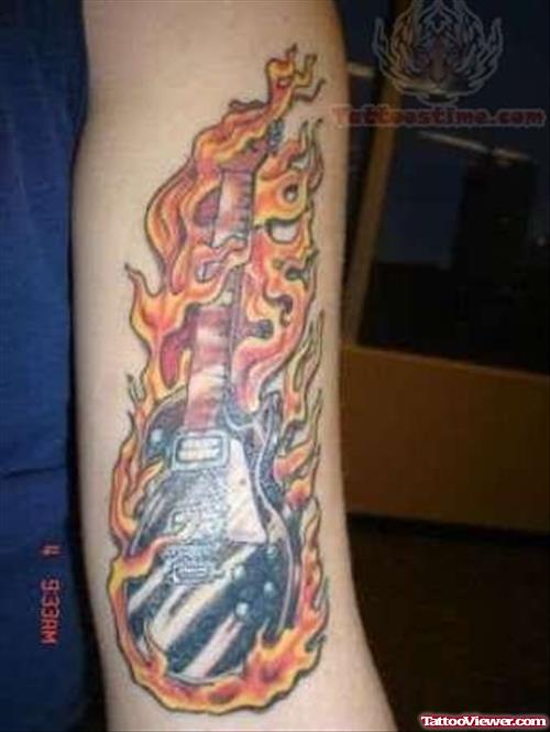 Burning Guitar Tattoo