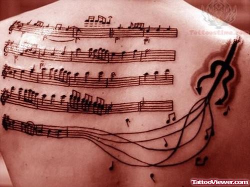 Awesome Muscial Tattoo On Back