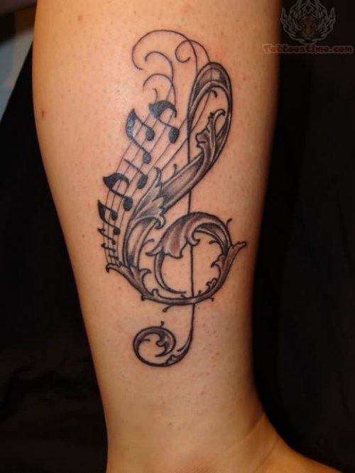 Cute Music Tattoo New Style for Leg