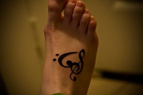 Music Tattoo On Right Foot