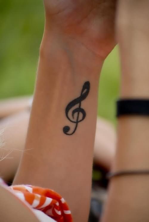 Left Wrist Music Violen Key Tattoo