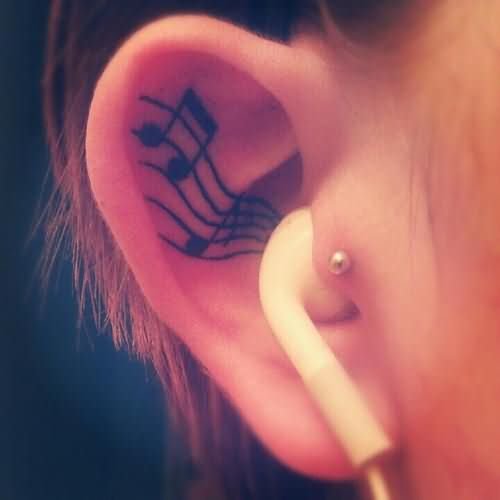 Music Tattoo In Ear