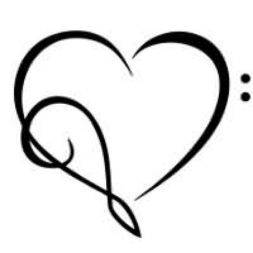 Black Heart Music Tattoo Design