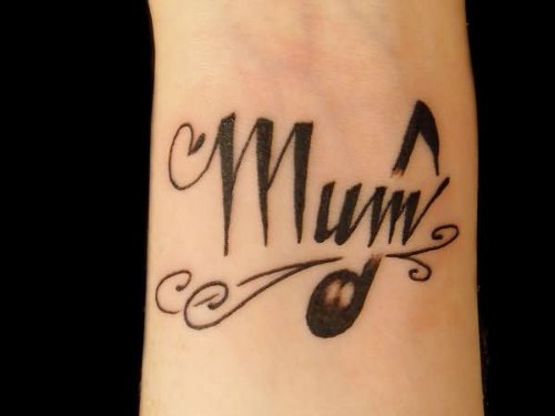 Mum And Music Tattoo On Forearm