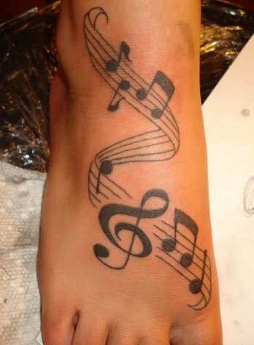 Music Tattoos On Right Foot