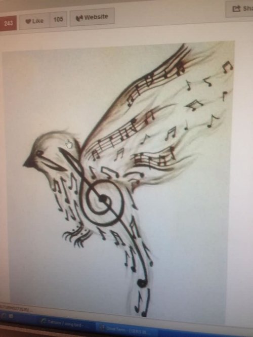 Music Bird Tattoos Design
