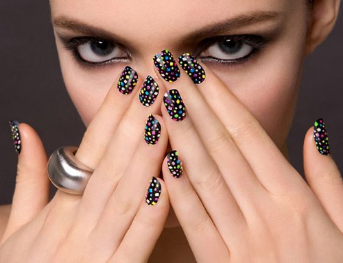 Attractive Colored Nail Tattoos For Girls