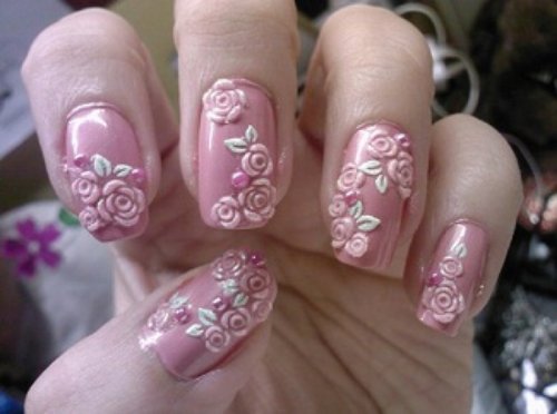 Pink Rose Flowers Nail Tattoos