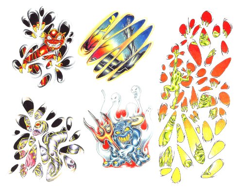 Colorful Nail Tattoos Designs