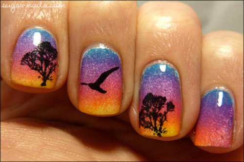 Amazing Colored Nail Tattoos For Girls