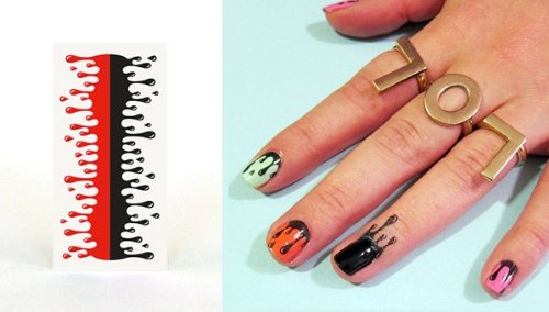 Attractive Red And Black Nail Tattoos